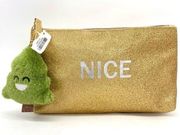 Bath and Body Works Naughty Nice Gold Makeup Bag and Keychain New