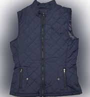 Navy Blue Quilted Front Zip Vest Sz L. NWOT