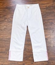 Pilcro • Anthro High-Rise Cropped Wide-Leg Jeans white denim cuffed