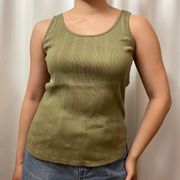 NWOT  Neutral Green Ribbed Cotton Tank Top Size Medium