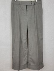 Dalia Collection Womens Pants 6 Gray Wide Leg Pleaded Cuffed Hem Career Trouser