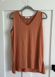 Zenana Women's Size M Sleeveless Tank Top Rust Brown Orange Flowy Casual Basic