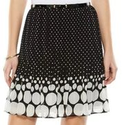 Elle Black White Polka Dot Mushroom Pleat Chiffon Mini Skirt Size Medium