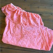 Pink Eyelet One Shoulder Shift Dress size 6