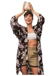 Spiritual Gangster Maya Robe Black One Size Bohemian Spring Floral Coastal Glam