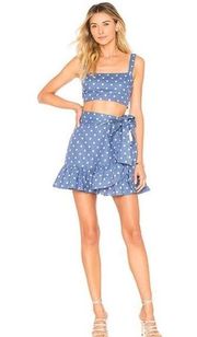 Azalea Crop Top & June Mini Skirt Set in Riviera Blue Polka Dot