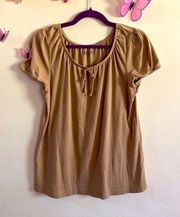 NWOT Cato Tan Top with Stretchy Neck Line & Sleeve Size Med