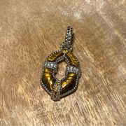 Judith Ripka Sterling Silver Tiger's Eye CZ Citrine Enhancer Diamonique Pendant