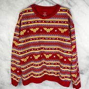 Wonder Woman Graphic Long Sleeved Crew Neck Pullover Sweatshirt Ugly Sweater XL