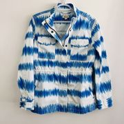 Style & Co. Blue & White Tie Dye Drawstring Waist Denim Jacket ~ Size Small