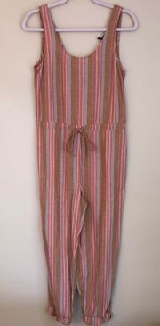 NWT  Salmon Linen Blend Jogger Jumpsuit