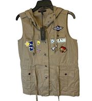 Romeo & Juliet Couture NEW khaki full snap embellished utility vest size small