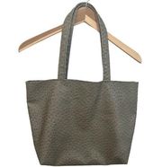 Leni Penn The Everything Tote Bag Gray Ostrich Vegan Faux Leather Shoulder Purse