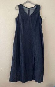 Denim front slits midi dress