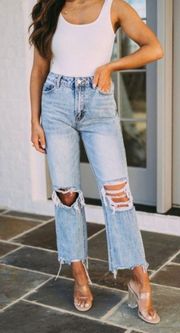 High Waisted Distressed Jeans