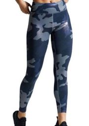 Noli Guerra Hi-Rise Blue Metallic Camouflage Yoga Compression Leggings Medium