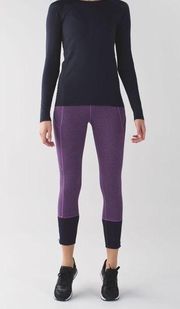 Lululemon  Rebel Runner Crop Giant Herringbone Black Grape Size 4