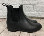 women 6 black slip on rain ankle boots