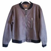 POL Suede Zip Up Bomber Jacket