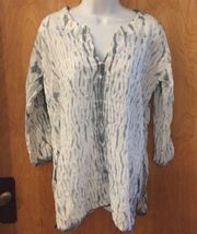 100% Cotton Blue & White Tie Dye Loose Tunic Top Size Medium