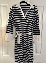 Brooks Brothers blue & white striped knit shift dress size Small