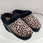 Leopard Cheetah Faux Fur Micro Velour Memory Foam Cushion Slippers