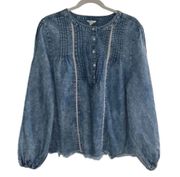 Cato Denim Frayed Hem Top(Size Large)