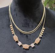 Womens Fashions Gold Tone Pink Glass Stone Collar Necklace with Lobster Clasp