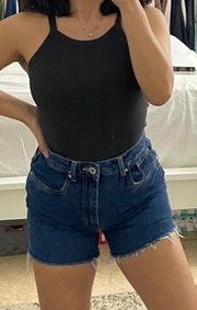 High Waisted Dark Wash Shorts