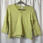 Green Yellow Button Up Cardigan Sweater Size Large