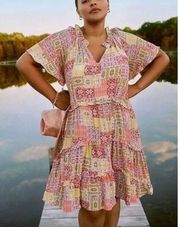 NEW Anthropologie Patchwork Tiered Mini Dress sz M Robin Boho Prairie Cottage