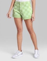 NWT  Highest Rise Mom Green Checkered Shorts Size 8/29