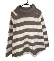 Jeanne Pierre Cream and Tan Striped Loose Fit Sweater