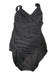 Jantzen Women's Size 12 One Piece Ruched Front Swimsuit Black