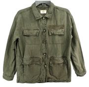 Marine Layer Jacket Womens XS Green Linen Blend Zito Chore Utility Coat Pockets