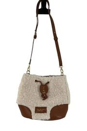 Isaac Mizrahi ‎ Brown Ivory Bucket Sherpa Crossbody Bag