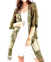 NWT Francescas Dizzy Lizzy Olive Lace and mesh Cardigan womens Size Small Shrug