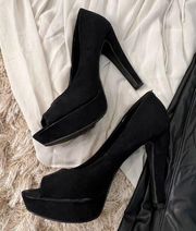 Black Suede Candjies Heels Sz 9 1/2