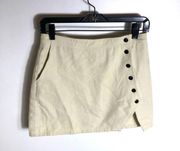 Kittenish Small Khaki Corduroy Snap Button Mini Skirt