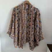 Xhilration Pink Floral Romantic Boho Feminine Kimono Open Front XL/XXL