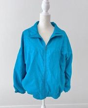 Vintage Lavon Silk Windbreaker Bomber Jacket Teal Quilted Size Medium