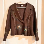 ALBERTO MAKALI Brown Embroidered Blazer Jacket