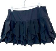 Lucky In Love Skort M  8 10 Ruffled Tiered Solid Black Mini Skirt Mini Pull on