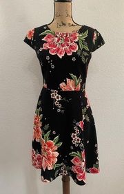 Enfocus Studio Black Floral Dress‎ Size 4