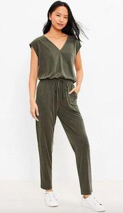 Olive Green Sandwashed V-Neck Jumpsuit S NWT