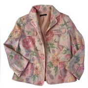 Ellie Tahari Floral Peach Button Down Blazer