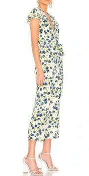 Privacy Please White Floral Cropped Jumpsuit Size XXS