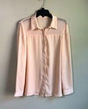 Very J medium light pink long sleeve sheer blouse