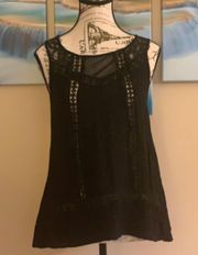 Black Embroidered Tank