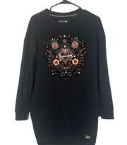 Superdry Black Long Sleeve Rodeo Embellished Floral Sweat Dress Women Sz 4